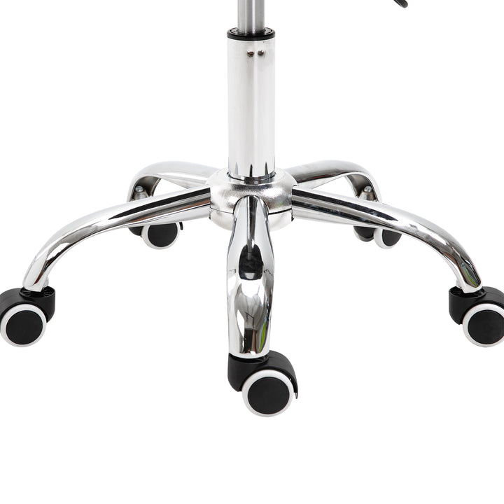 HOMCOM Cosmetic Stool 360° Rotate Height Adjustable Salon Massage Spa Chair Hydraulic Rolling Faux Leather Saddle Stool Mobility, Cream White