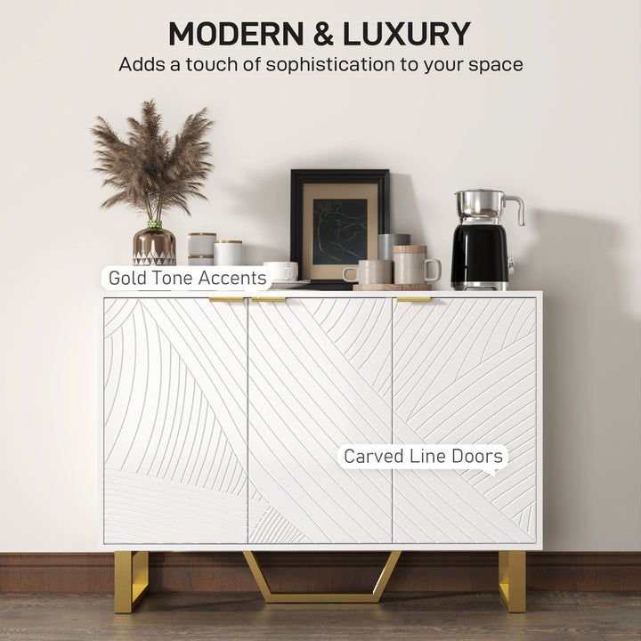 HOMCOM Sideboard Buffet Cabinet with Adjustable Shelves, Living Room Cabinet, TV Cabinet for 50 Inch TV, White