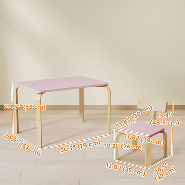 Qaba Kids Table and 2 Chair Set, Children Multi-Activity Furniture Set for Playing, Learning, Eating, Craft, Pink