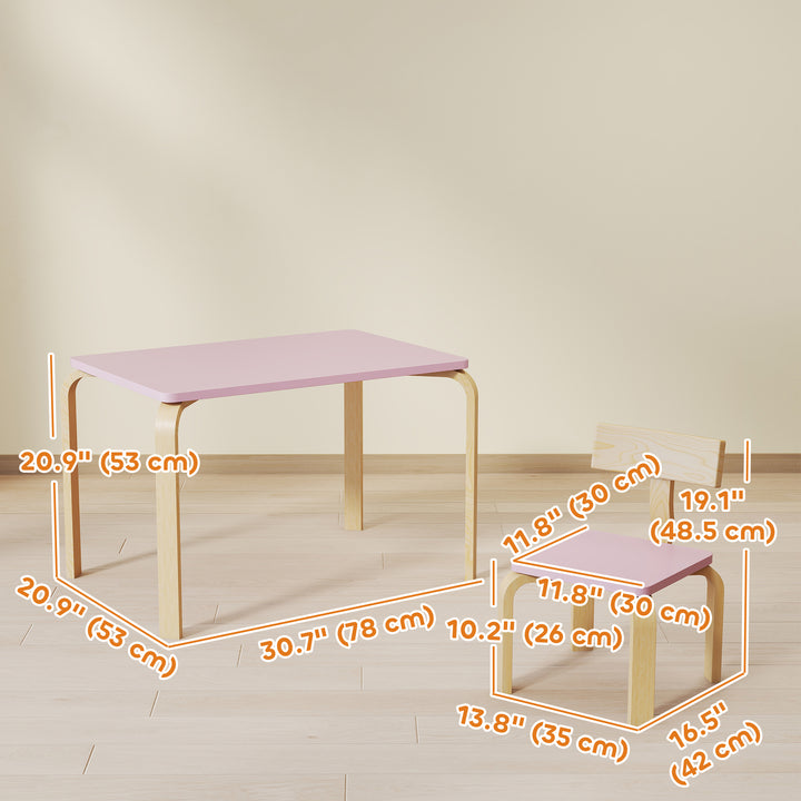 Qaba Kids Table and 2 Chair Set, Children Multi-Activity Furniture Set for Playing, Learning, Eating, Craft, Pink