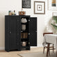 HOMCOM Kitchen Pantry Storage Cabinet with Adjustable Shelves, Small Storage Cabinet with Door and Shelves, Black