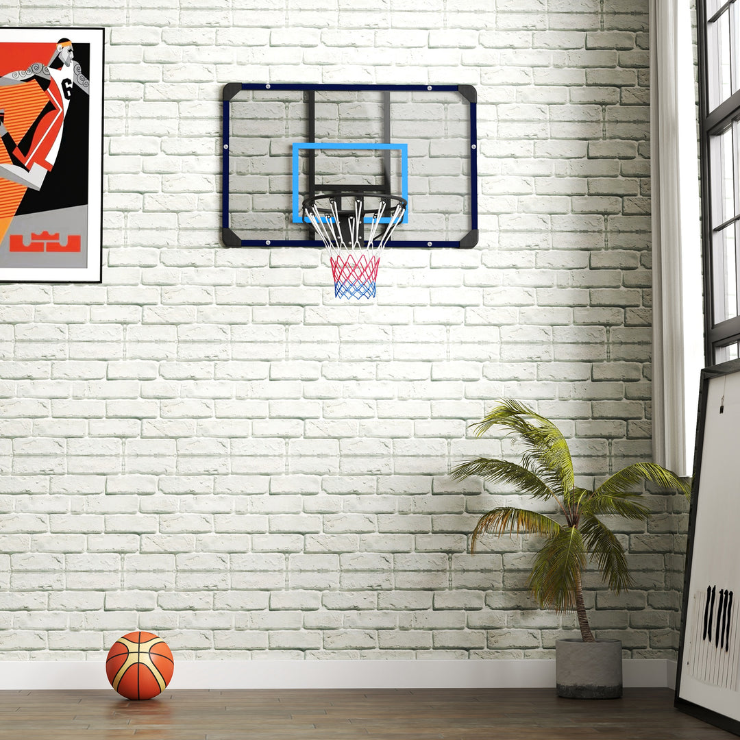 Soozier Wall Mounted Basketball Hoop, Mini Hoop with 45" x 29" Shatter Proof Backboard, Durable Rim and All-Weather Net for Indoor and Outdoor Use