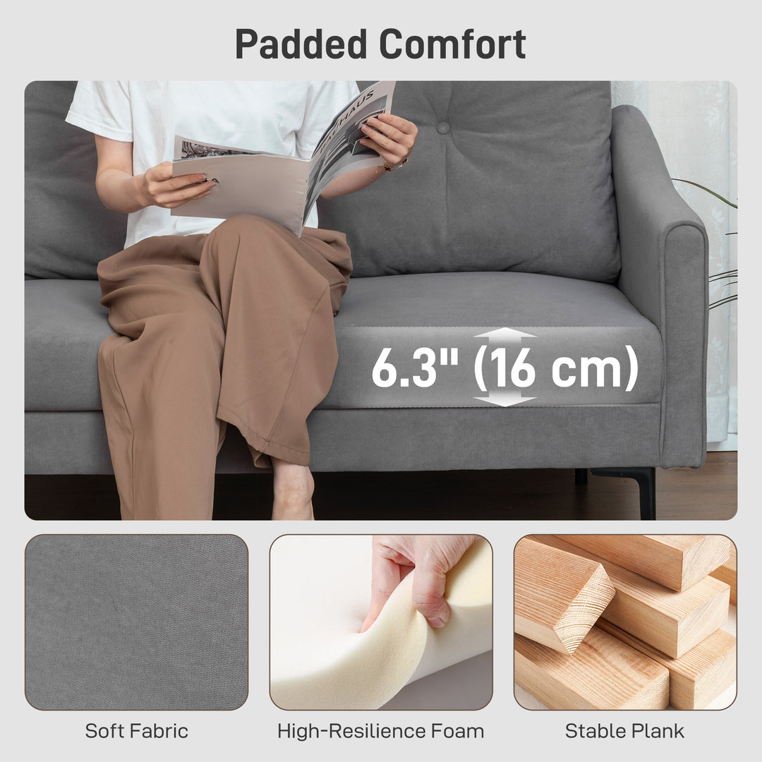 HOMCOM 2 Seater Sofa, Small Modern Couch with High-Resilience Foam, Thicken Padding, Button Tufted, Cream White