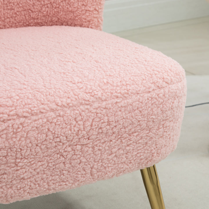 HOMCOM Lounge Chair for Bedroom Living Room Chair with Soft Upholstery and Gold Legs Pink