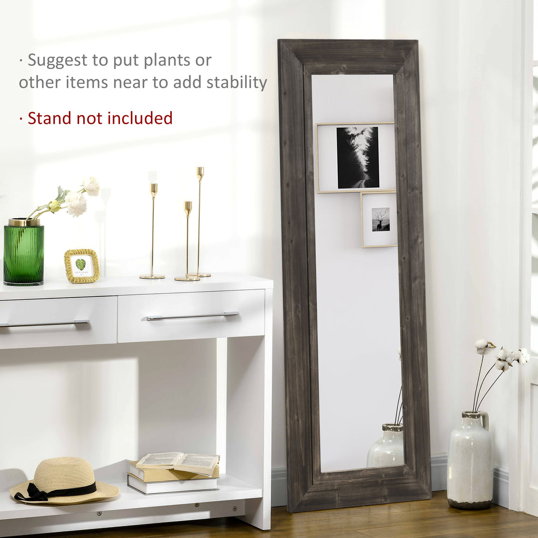 HOMCOM 59" x 23.5" Full Length Mirror, Farmhouse Wall Mount and Leaner Floor Mirror, Vertical and Horizontal for Bedroom, Dark Brown