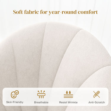 HOMCOM Modern Dining Chairs Set of 4, Upholstered Dining Room Chairs with Metal Legs, Shell Backrest, Padded Seat, Cream White