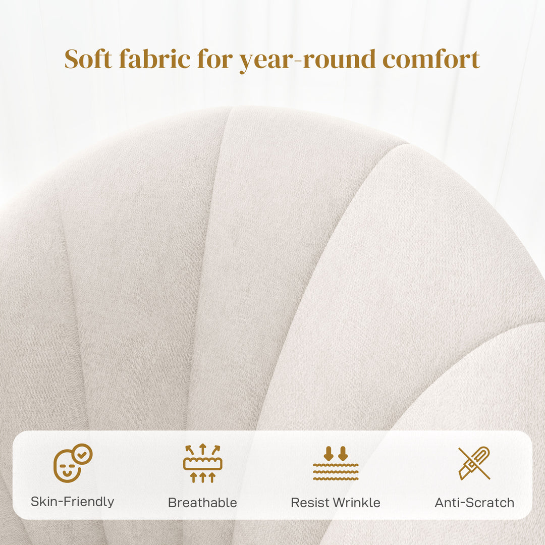 HOMCOM Modern Dining Chairs Set of 4, Upholstered Dining Room Chairs with Metal Legs, Shell Backrest, Padded Seat, Cream White