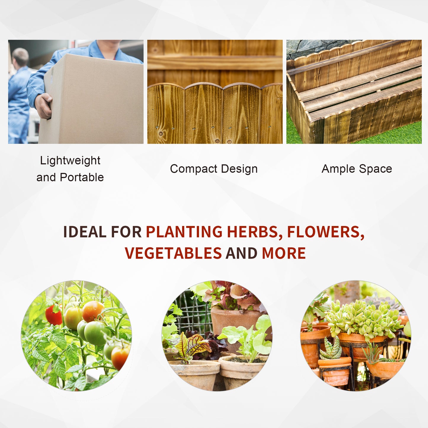 Outsunny 40" x 16" x 12"  Wooden Raised Garden Bed, Raised Planter Box, Planter Raised Bed with Drainage Holes, Natural