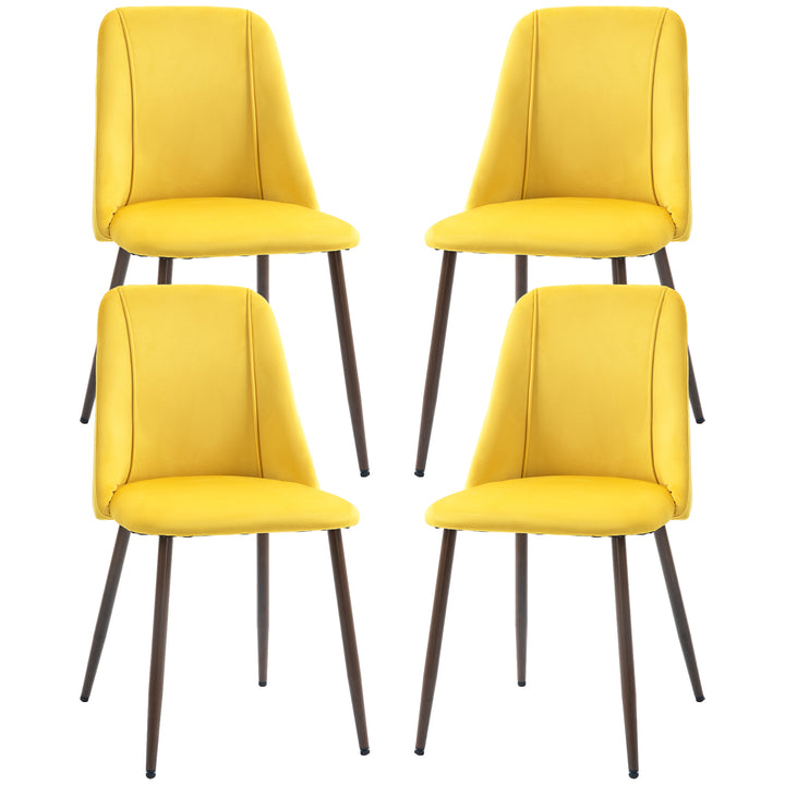 HOMCOM Upholstered Dining Chairs Set of 6, Velvet Accent Chair with Back and Wood-grain Steel Leg for Kitchen, Grey