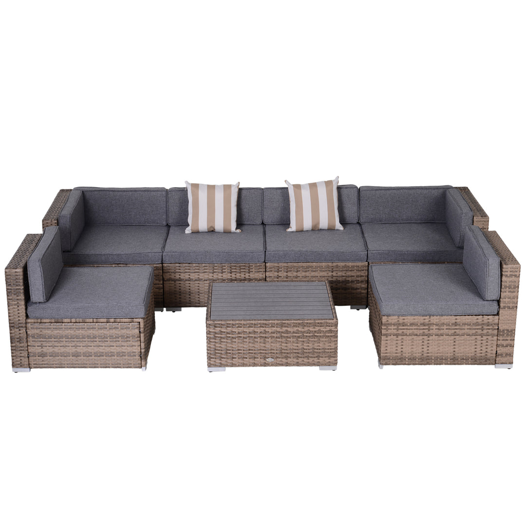 Outsunny 7-Piece Patio Furniture Sets Outdoor Wicker Conversation Sets All Weather PE Rattan Sectional Sofa, Grey