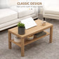 HOMCOM 2 Tier Coffee Table with Storage Shelf, Rectangular Center Table for Living Room, Home Office Furniture Walnut