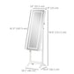 HOMCOM Lockable Jewelry Armoire with LED Light, Standing Mirror with Storage for Bedroom Dressing Room, White