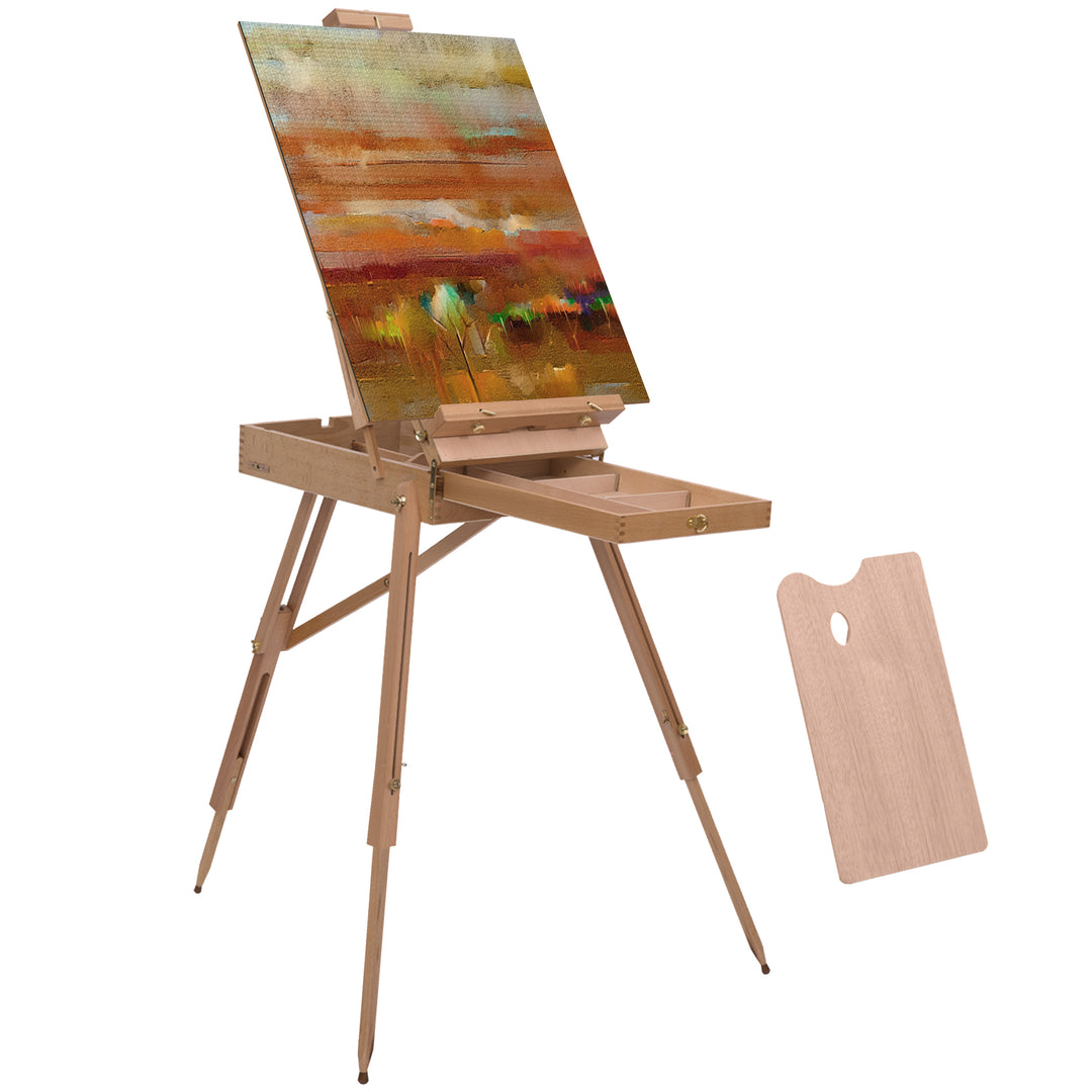 HOMCOM Folding Wood French Artists Easel Set Portable Art Painters Tripod Sketch Craft
