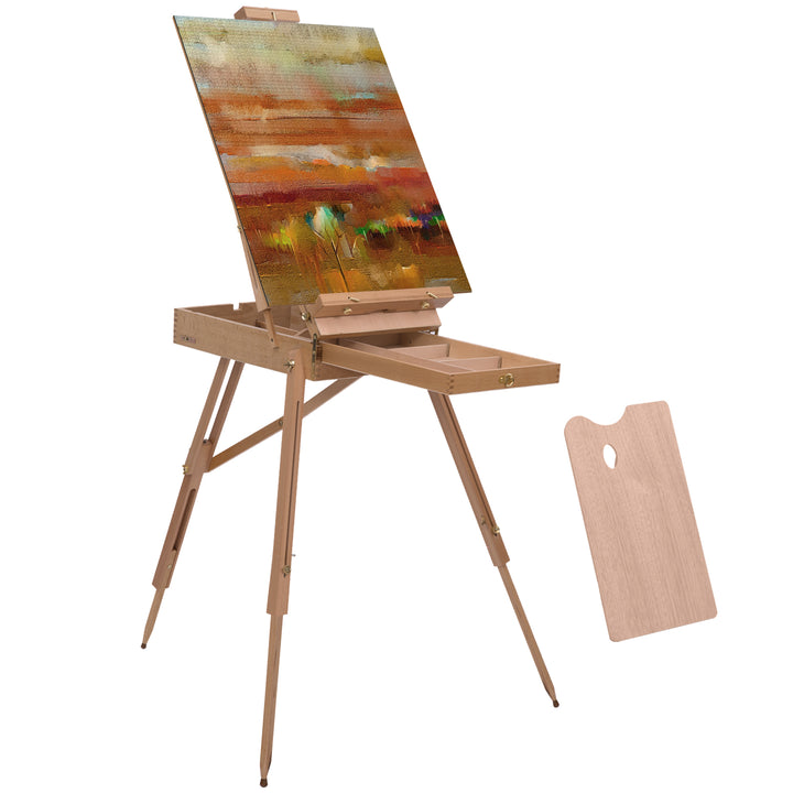 HOMCOM Folding Wood French Artists Easel Set Portable Art Painters Tripod Sketch Craft