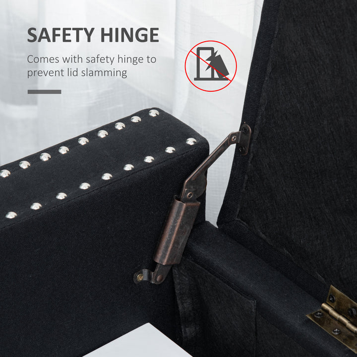 HOMCOM Upholstered Flip Top Storage Bench Fabric Ottoman for Bedroom, Living room, Light Grey