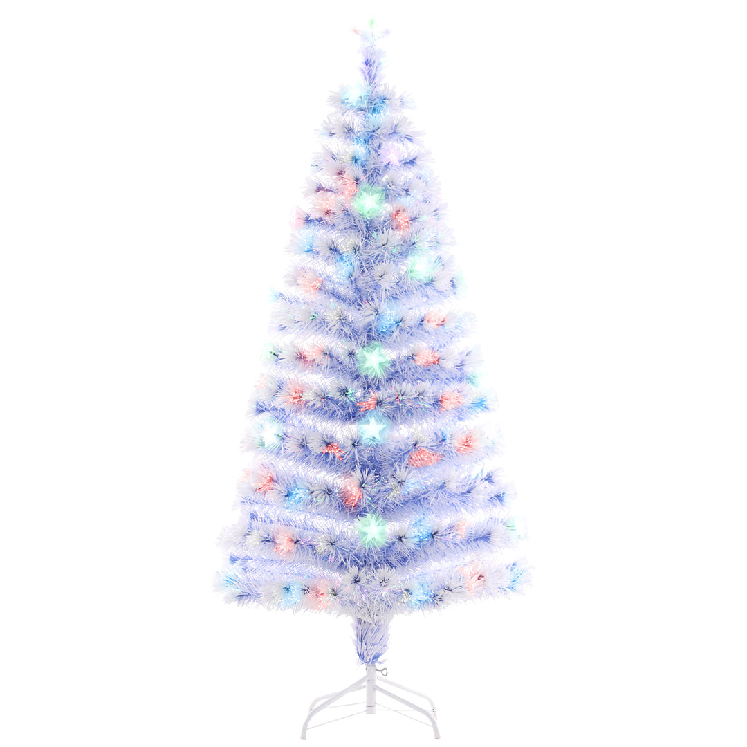 HOMCOM 5ft Xmas Tree Pre-Lit LED Optical Fiber Christmas Tree Artificial Seasonal Decoration w/ Stand Winter Holiday Decor