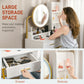 HOMCOM Makeup Vanity Desk Set with Mirror, Stool, LED Lights, Drawers, Shelves, Dressing Table for Bedroom, White
