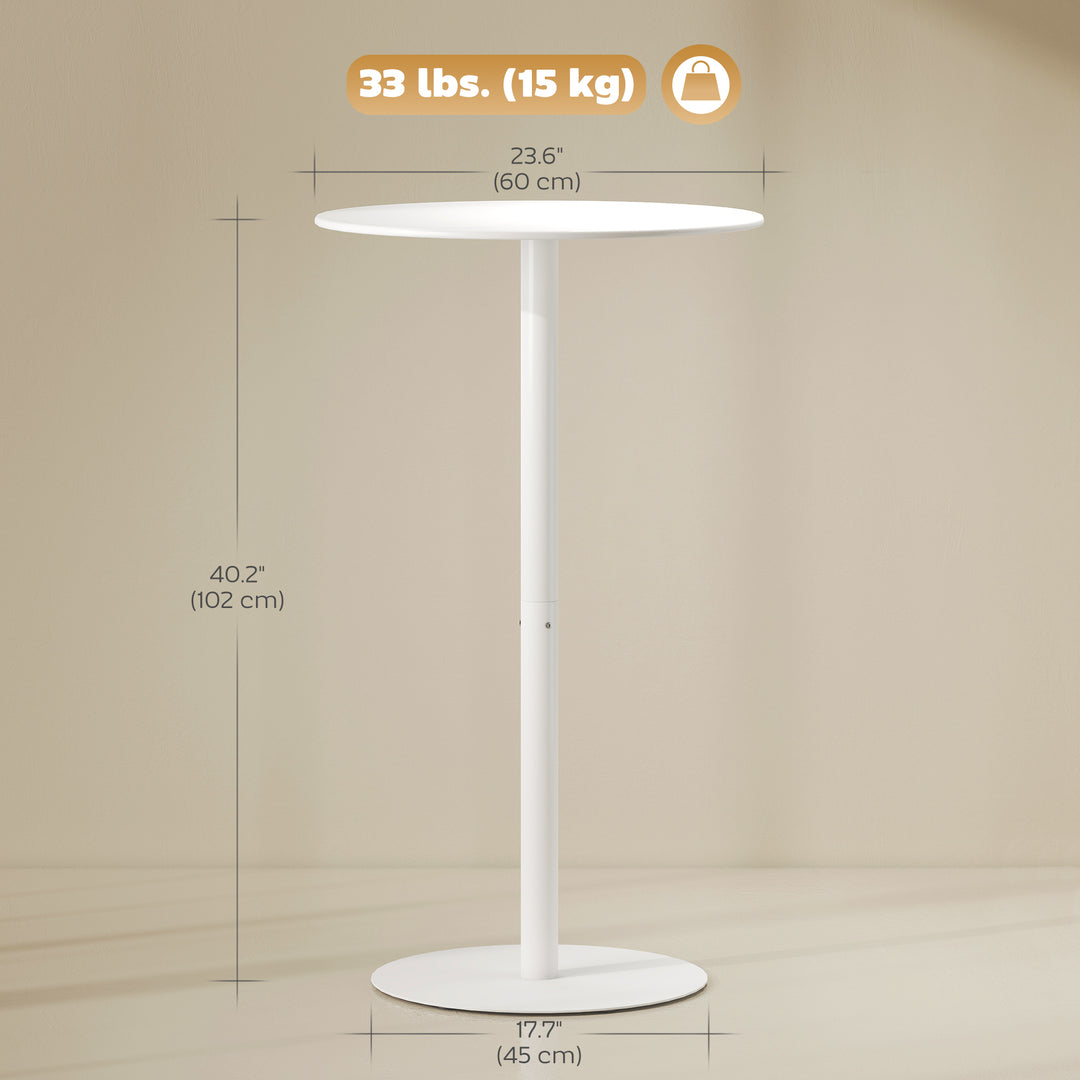 HOMCOM Round Bar Table for 2, Modern Pub Table with Steel Frame, Easy Assembly for Small Space Home Bar Cocktail Bistro, White