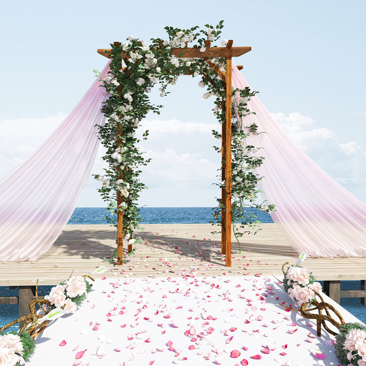 Outsunny 79" Plant Trellis, Arched Garden Arbour with Pergola Style Roof, Fir Wood Frame for Climbing Vines