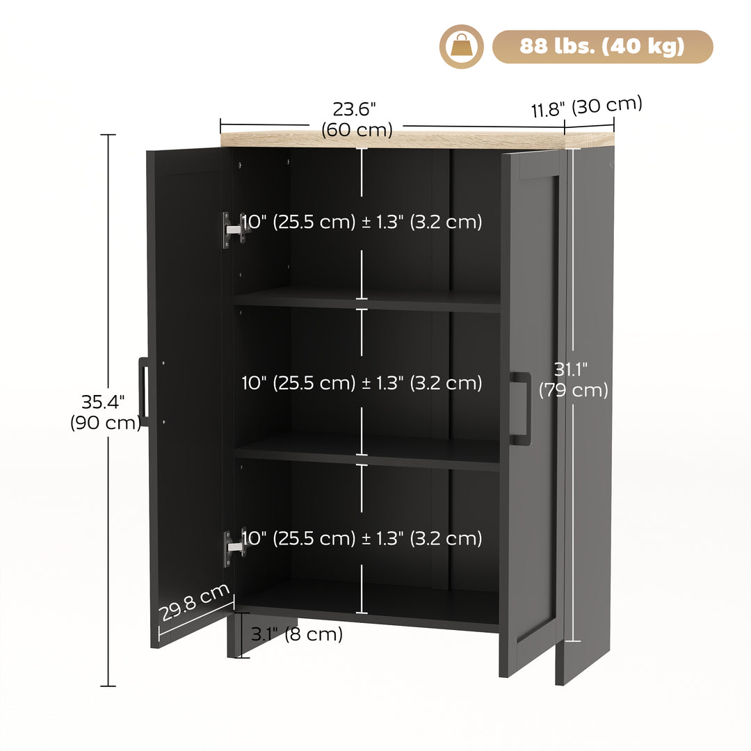 HOMCOM Modern Storage Cabinet with Doors and Adjustable Shelf for Kitchen, Living room, 23.6" x 11.8" x 35.4", White