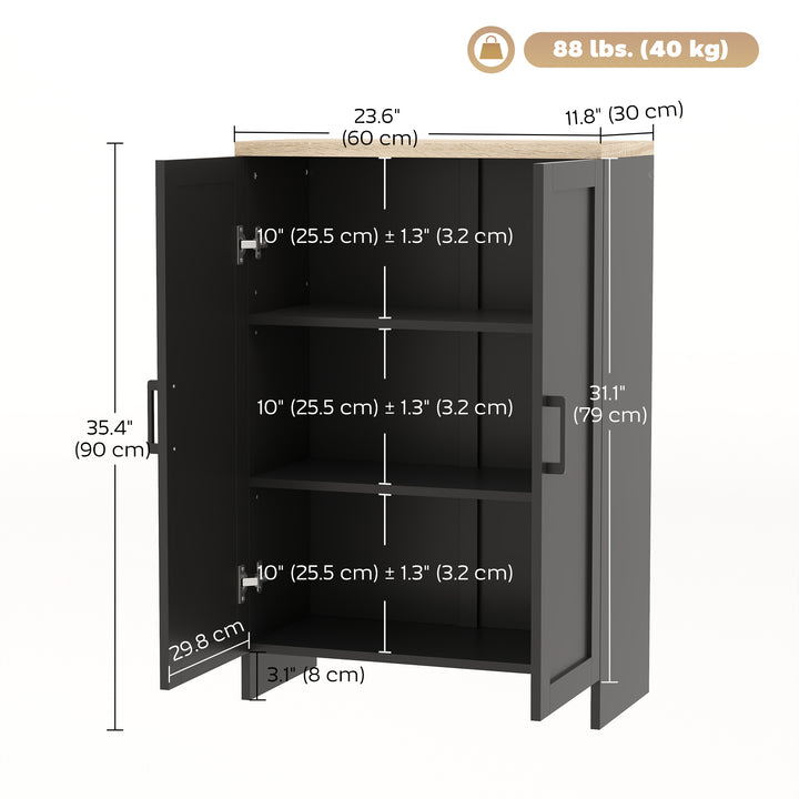HOMCOM Modern Storage Cabinet with Doors and Adjustable Shelf for Kitchen, Living room, 23.6" x 11.8" x 35.4", White