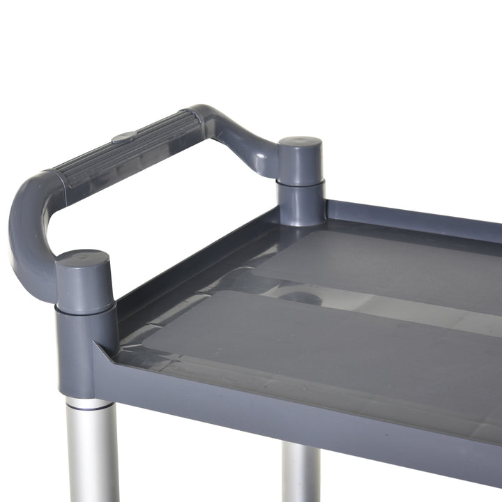 HOMCOM 3-Tier Utility Cart Large Rolling Storage Trolley with 3 Shelves Metal Clean Service Cart, Restaurant, Hotel, Livingroom, Silver and Grey