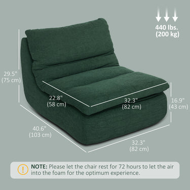 HOMCOM Floor Sofa with Single Piece Ultra High-Density Foam, Armless Floor Chair for Living Room, Bedroom, Home Office, Green