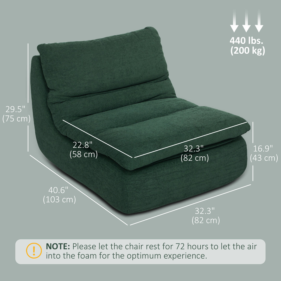 HOMCOM Floor Sofa with Single Piece Ultra High-Density Foam, Armless Floor Chair for Living Room, Bedroom, Home Office, Green