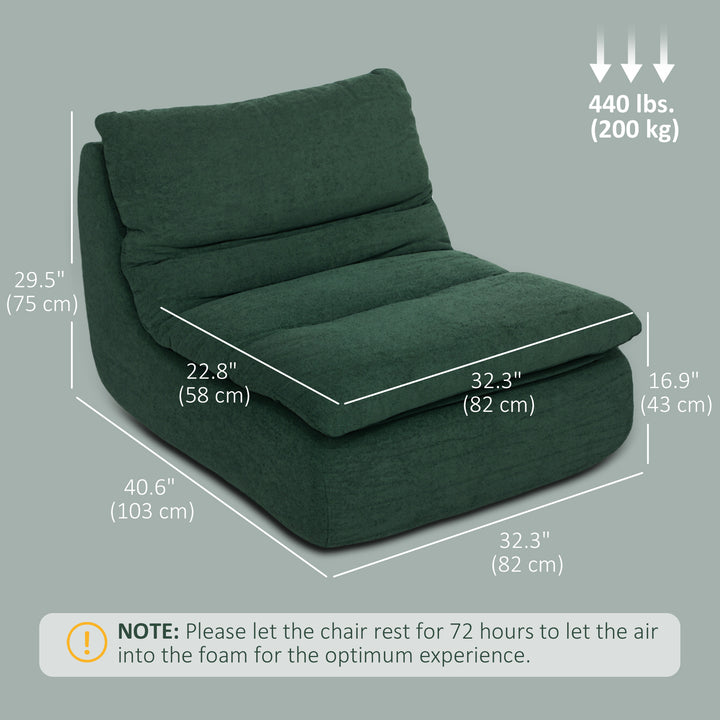 HOMCOM Floor Sofa with Single Piece Ultra High-Density Foam, Armless Floor Chair for Living Room, Bedroom, Home Office, Green