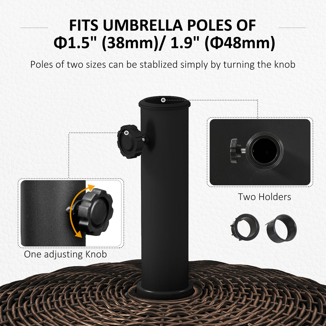 Outsunny 20.5" Round Parasol Base Resin Patio Umbrella Base Garden Parasol Holder Outdoor Offset Weight Stand with Wheels Black