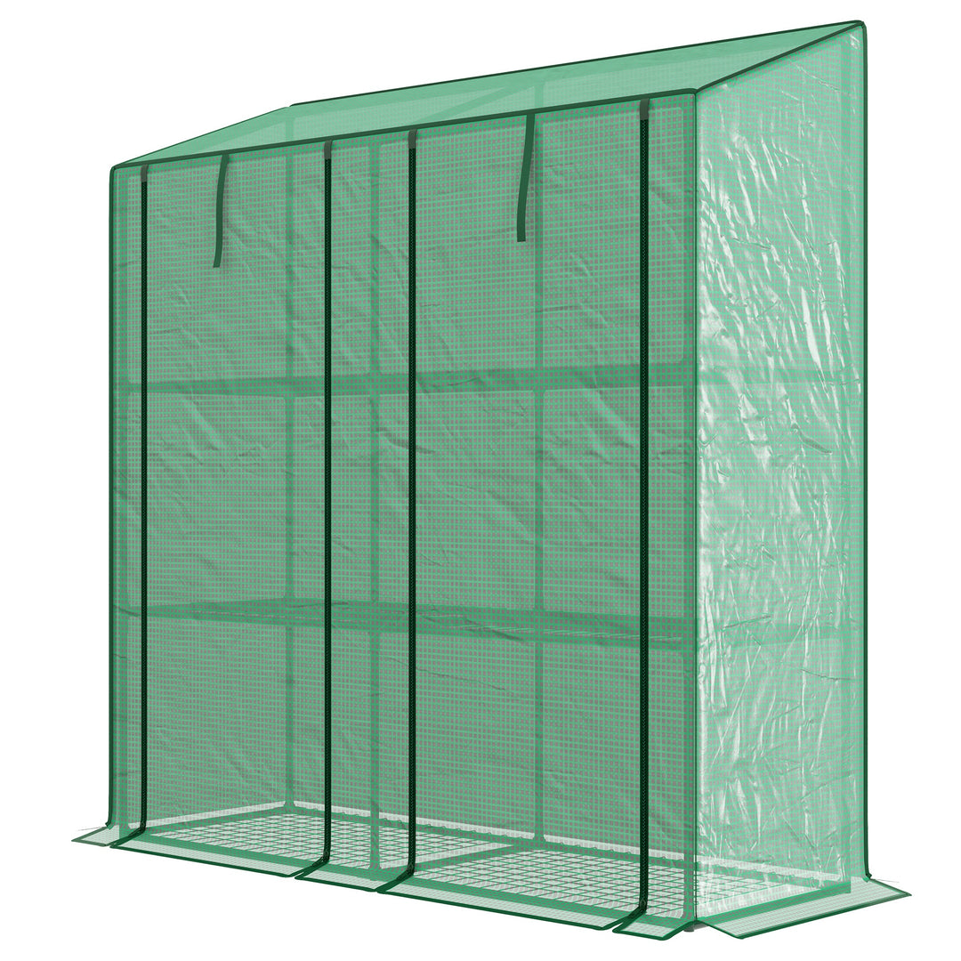 Outsunny Portable Mini Greenhouse Green House with 3 Tier Shelves, Reinforced PE Cover, Roll-up Doors, 56.3" x 18.1" x 59.4"
