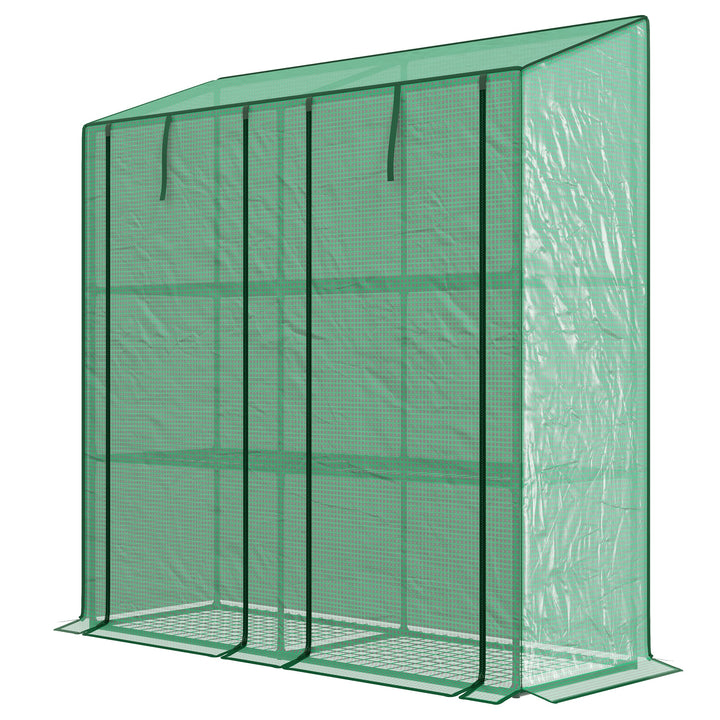 Outsunny Portable Mini Greenhouse Green House with 3 Tier Shelves, Reinforced PE Cover, Roll-up Doors, 56.3" x 18.1" x 59.4"