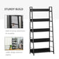 HOMCOM Modern Bookshelf Storage with 5-Tier Wide Shelving, Metal Frame, Wooden Bookcase for Living Room Library Home Furniture, Black