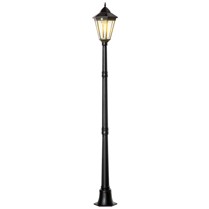 Outsunny 77" Solar Lamp Post Light Outdoor Street Lamp, Motion Activated Sensor PIR, Adjustable Brightness for Backyard, Black