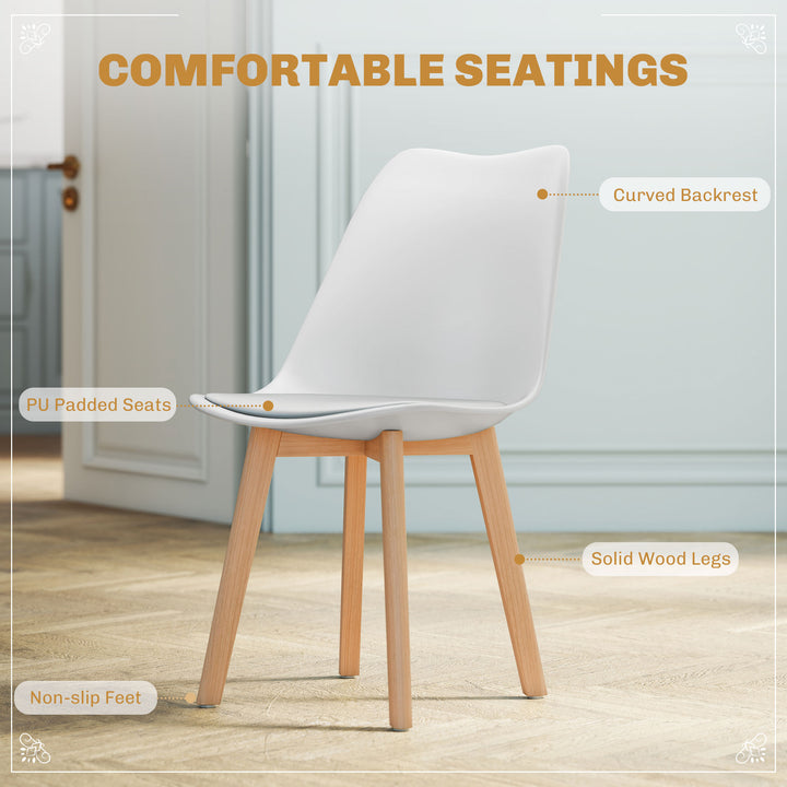 HOMCOM Round Dining Table Set for 4 with Pedestal Base, PU Padded Seats, for Small Space, Apartment, White