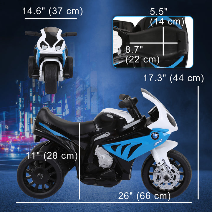 Aosom Kids Motorcycle, 6V Battery Powered Toddler Motorcycle with Headlight, Music, 3 Wheels Electric Motorcycle for Kids, Licensed BMW, Gift for Boys & Girls -Black