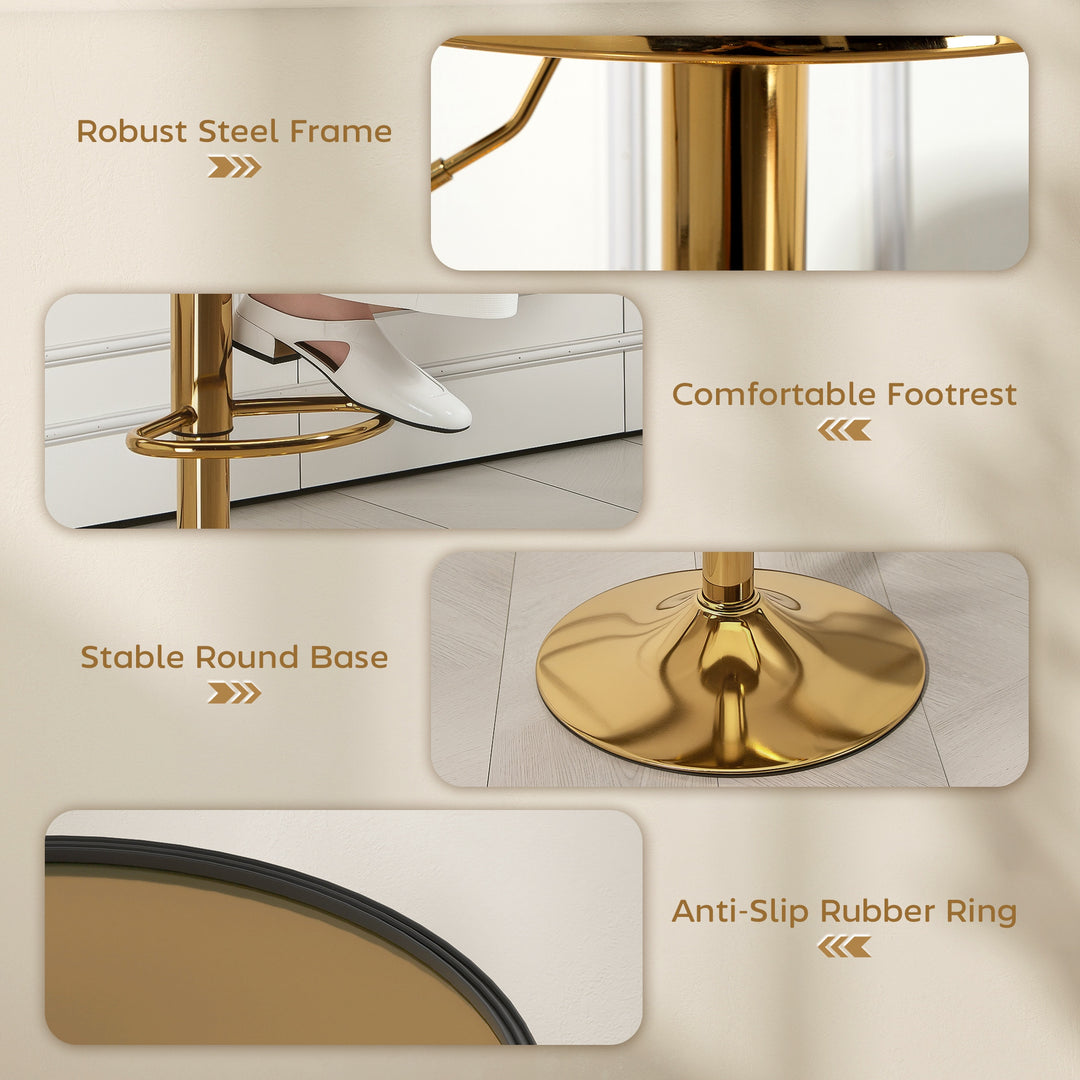 HOMCOM Steel Bar Stools Set of 2, Adjustable Counter Height Round Breakfast Barstools, Industrial Swivel Bar Chairs, Silver