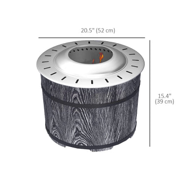 Outsunny Smokeless Fire Pit, Portable Camping Bonfire Stove with Mat for Backyard Patio Picnic, Magnesium Oxide, Black