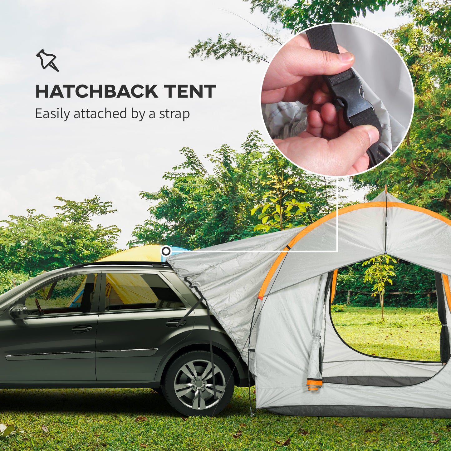 Outsunny 2000mm Waterproof SUV Tent, Car Tent with 3 Doors and Mesh Window, for 5-6 Person Camping Travel, Blue and Orange