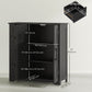 HOMCOM Bathroom Floor Cabinet, Farmhouse Bathroom Storage Cabinet with Adjustable Shelf, Black