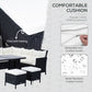 Outsunny 6pcs Outdoor Rattan Sofa Set Garden Wicker Sectional Couch Furniture Set with Dining Table and Chair White