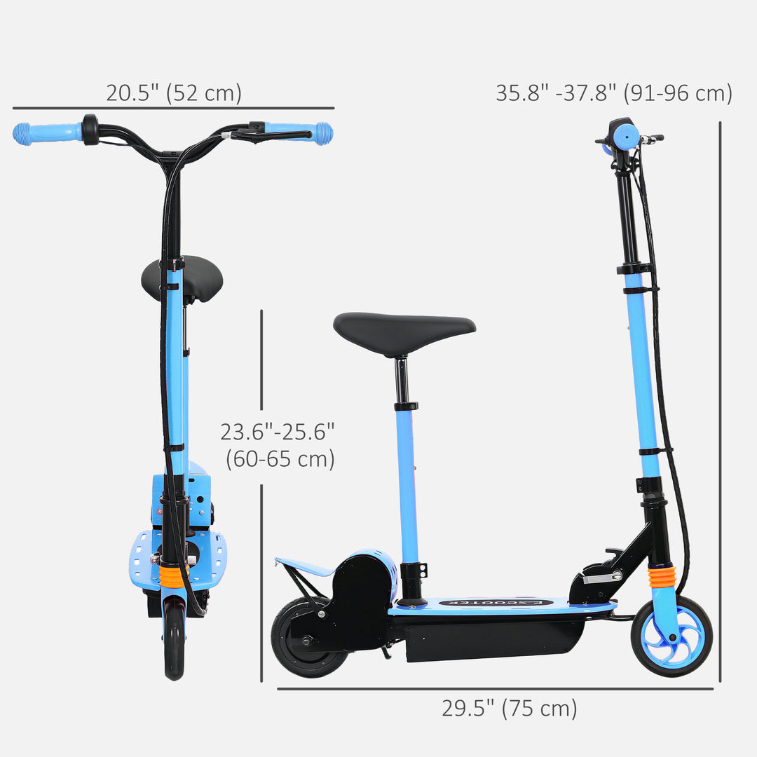 Soozier Foldable Electric Scooter for Kids Ages 6-14, with Seat and 2 Adjustable Heights, Max 6km Range & 12km/h, Orange