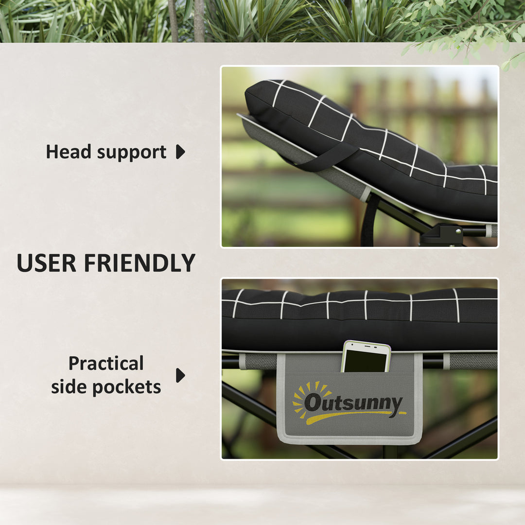 Outsunny 25.6" Wide Folding Bed, Camping Cot for Adults with Mattress, Carry Bag, Storage Pocket, Max Load 330 LBS, Light Grey