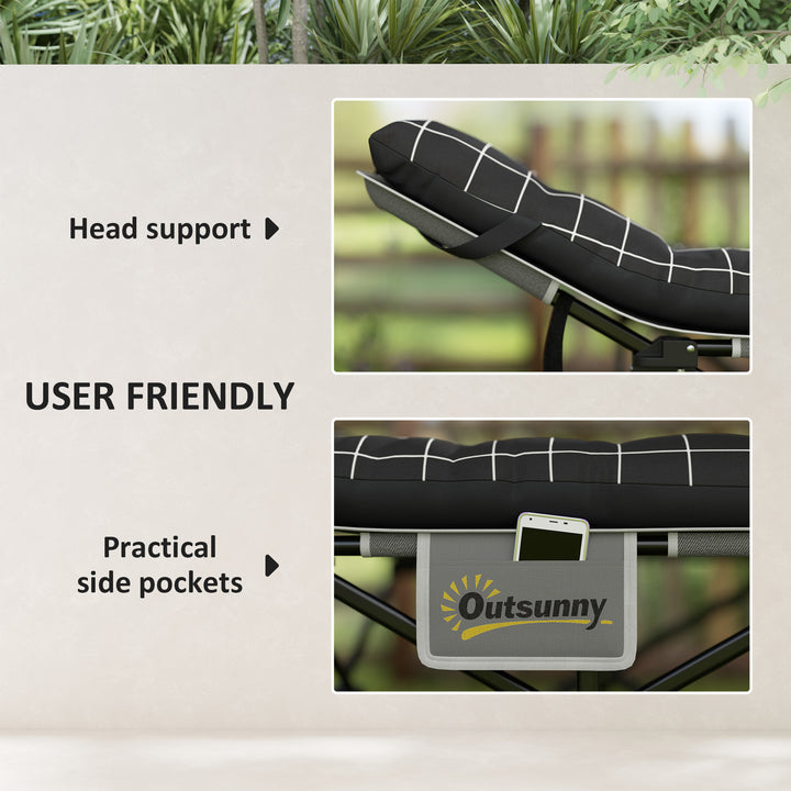 Outsunny 25.6" Wide Folding Bed, Camping Cot for Adults with Mattress, Carry Bag, Storage Pocket, Max Load 330 LBS, Light Grey