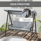Outsunny 3 Seater Patio Swing Chair, Porch Swing with Adjustable Canopy and Removable Cushions, Outdoor Swing Seat, Beige