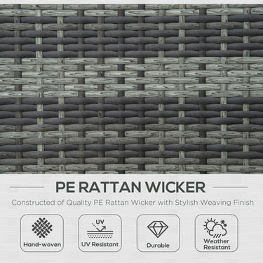 Outsunny Wicker Double Chaise Lounge Chair Outdoor Recliner 2 Person Rattan Patio Reclining Sunbed Furniture Cushioned w/Adjustable Backrest, Black, Grey