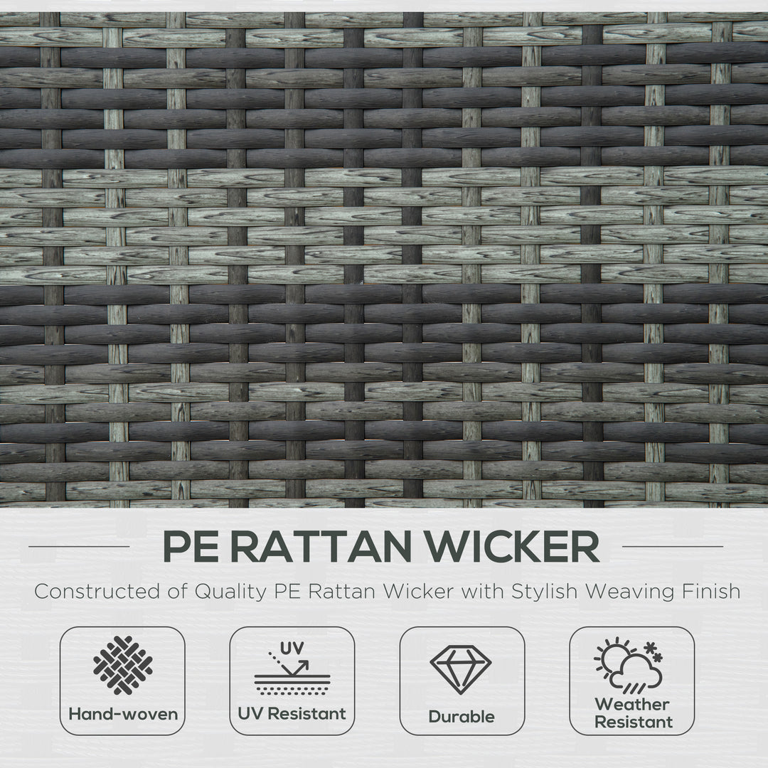 Outsunny Wicker Double Chaise Lounge Chair Outdoor Recliner 2 Person Rattan Patio Reclining Sunbed Furniture Cushioned w/Adjustable Backrest, Black, Grey