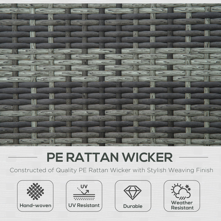 Outsunny Wicker Double Chaise Lounge Chair Outdoor Recliner 2 Person Rattan Patio Reclining Sunbed Furniture Cushioned w/Adjustable Backrest, Black, Grey