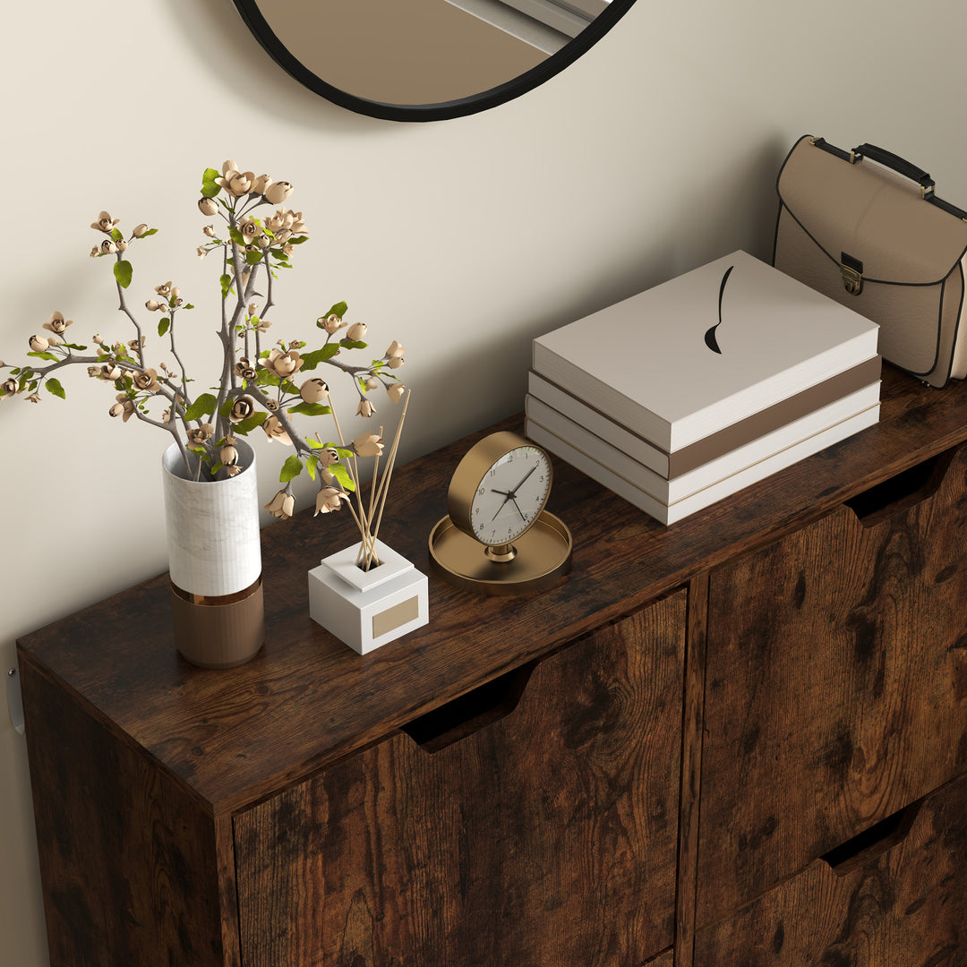 HOMCOM Shoe Storage Cabinet with 4 Flip Drawers and Adjustable Shelf, Shoe Cabinet for 8-16 Pairs of Shoes, Natural