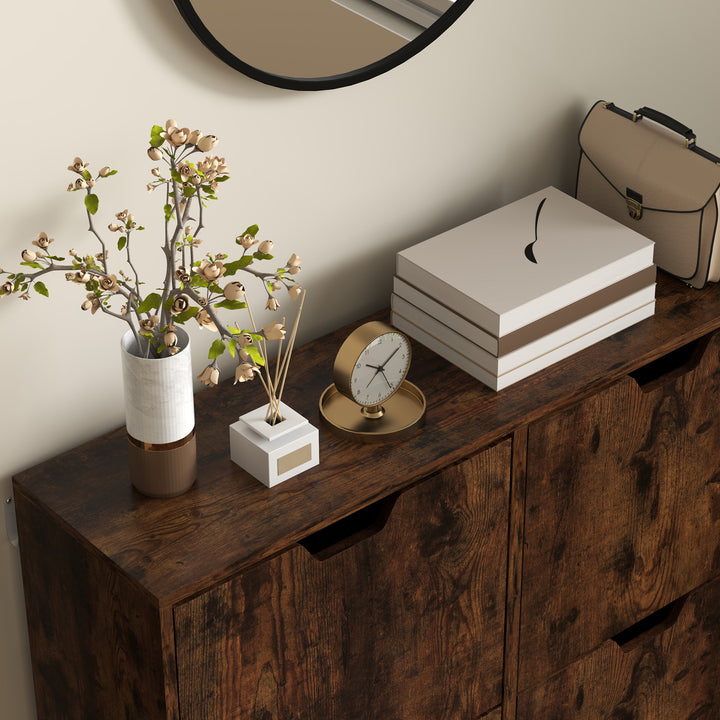 HOMCOM Shoe Storage Cabinet with 4 Flip Drawers and Adjustable Shelf, Shoe Cabinet for 8-16 Pairs of Shoes, Natural